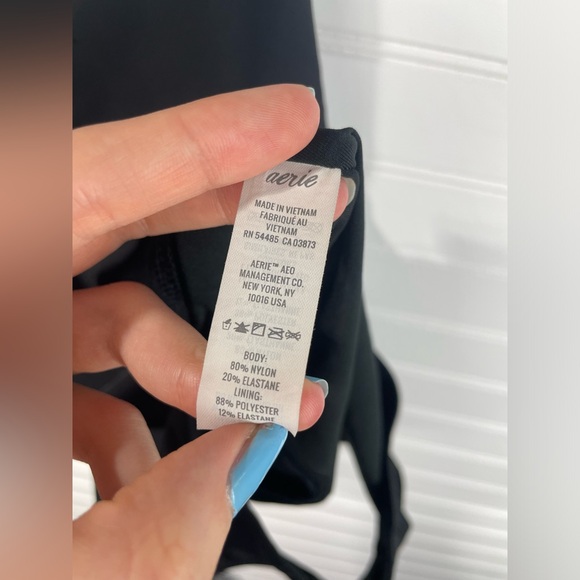 Aerie Black Full Coverage One Piece Padded Halter Neck Swimsuit S Women’s EUC - Picture 7 of 11